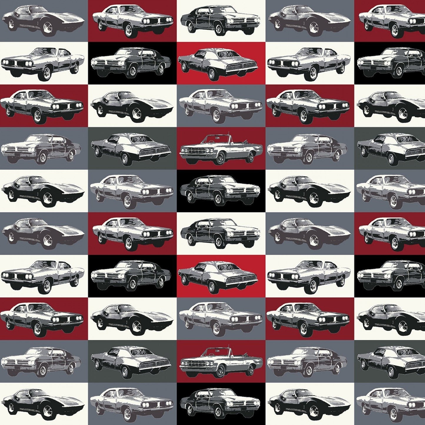 Block Muscle Car Fabric 52956 - 3 Red Corvette fabric - Mary Jo Fabrics