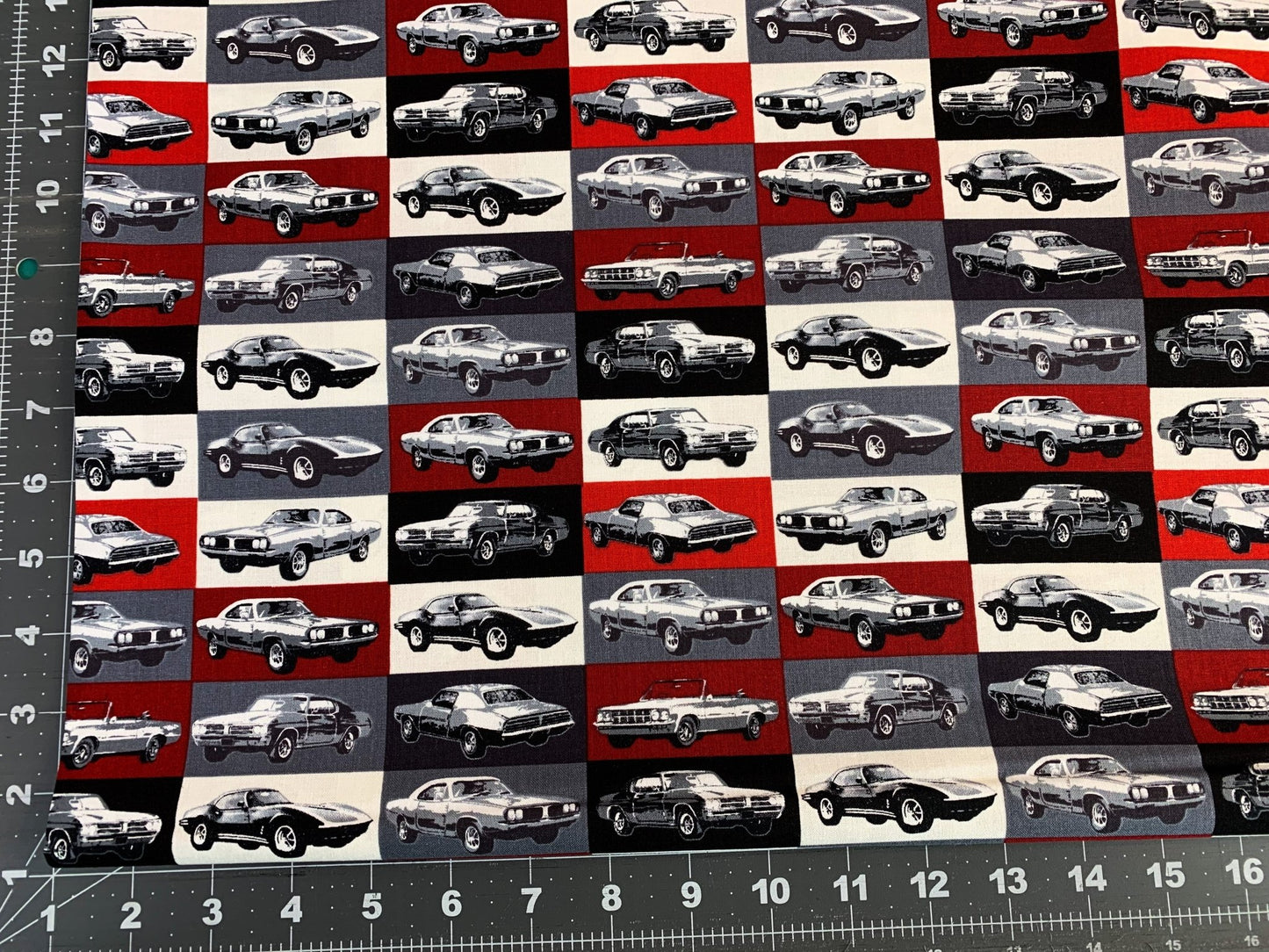 Block Muscle Car Fabric 52956 - 3 Red Corvette fabric - Mary Jo Fabrics