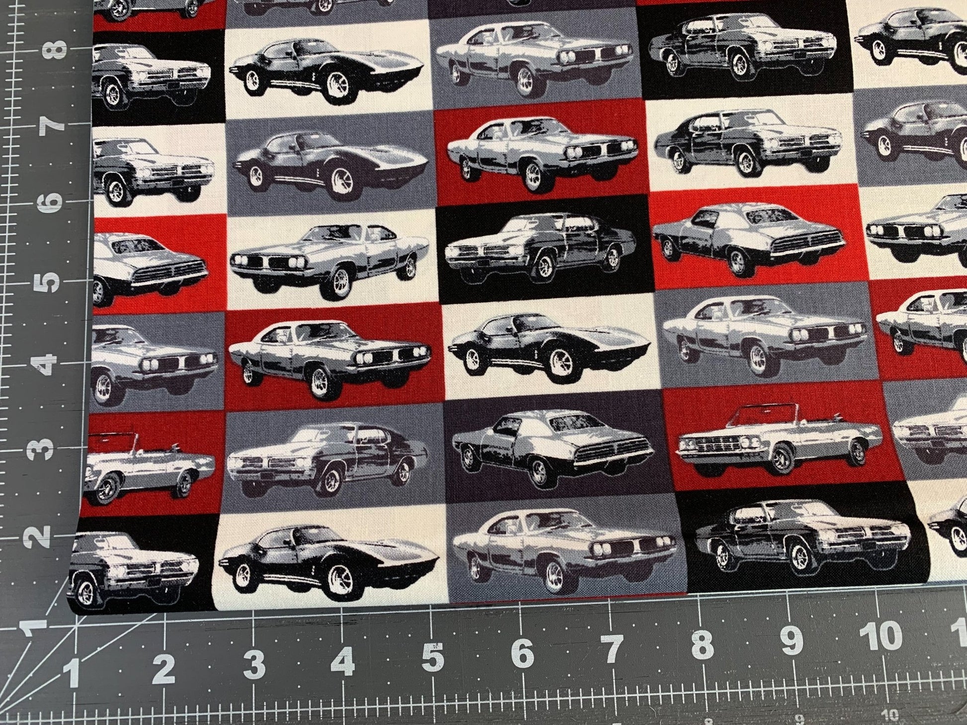 Block Muscle Car Fabric 52956 - 3 Red Corvette fabric - Mary Jo Fabrics