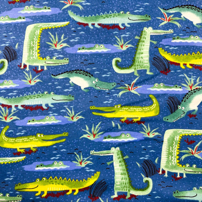 Blue Alligator FLANNEL 44 - 6311 Green Crocodiles - Mary Jo Fabrics