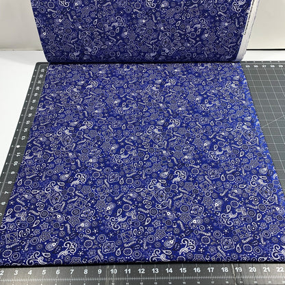 Blue Bandana FLANNEL Fabrics 44 - 6401 Blue Cotton Flannel - Mary Jo Fabrics