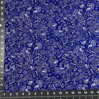 Blue Bandana FLANNEL Fabrics 44 - 6401 Blue Cotton Flannel - Mary Jo Fabrics