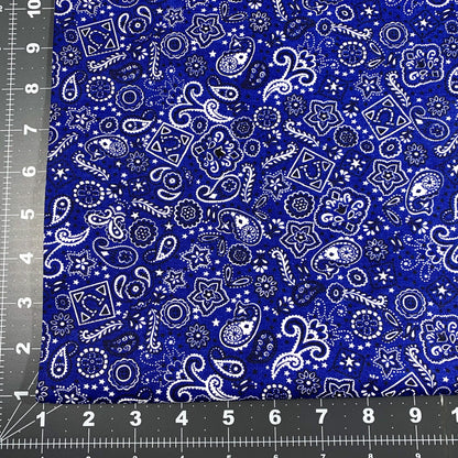 Blue Bandana FLANNEL Fabrics 44 - 6401 Blue Cotton Flannel - Mary Jo Fabrics