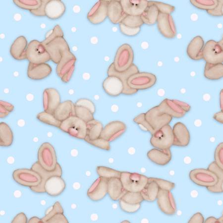 Blue Bunny FLANNEL N - 0961 - 11 Cute Rabbits - Mary Jo Fabrics