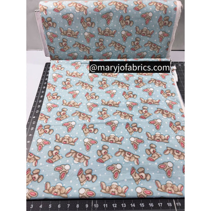 Blue Bunny FLANNEL N - 0961 - 11 Cute Rabbits - Mary Jo Fabrics