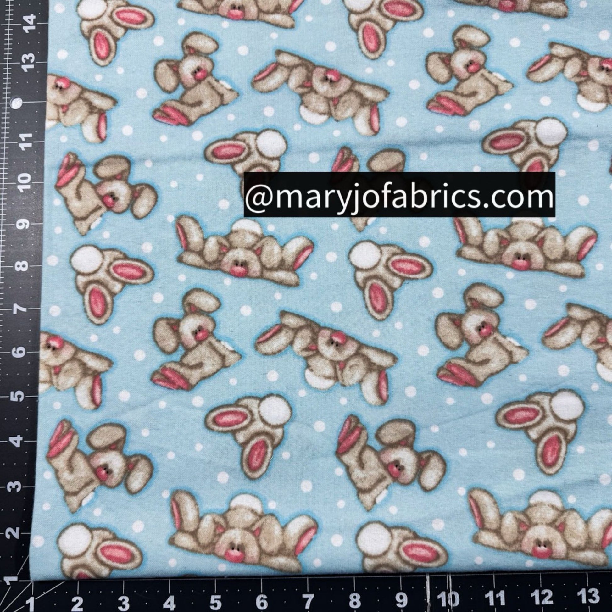 Blue Bunny FLANNEL N - 0961 - 11 Cute Rabbits - Mary Jo Fabrics