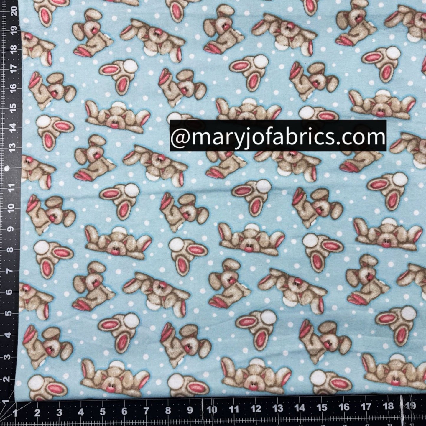 Blue Bunny FLANNEL N - 0961 - 11 Cute Rabbits - Mary Jo Fabrics