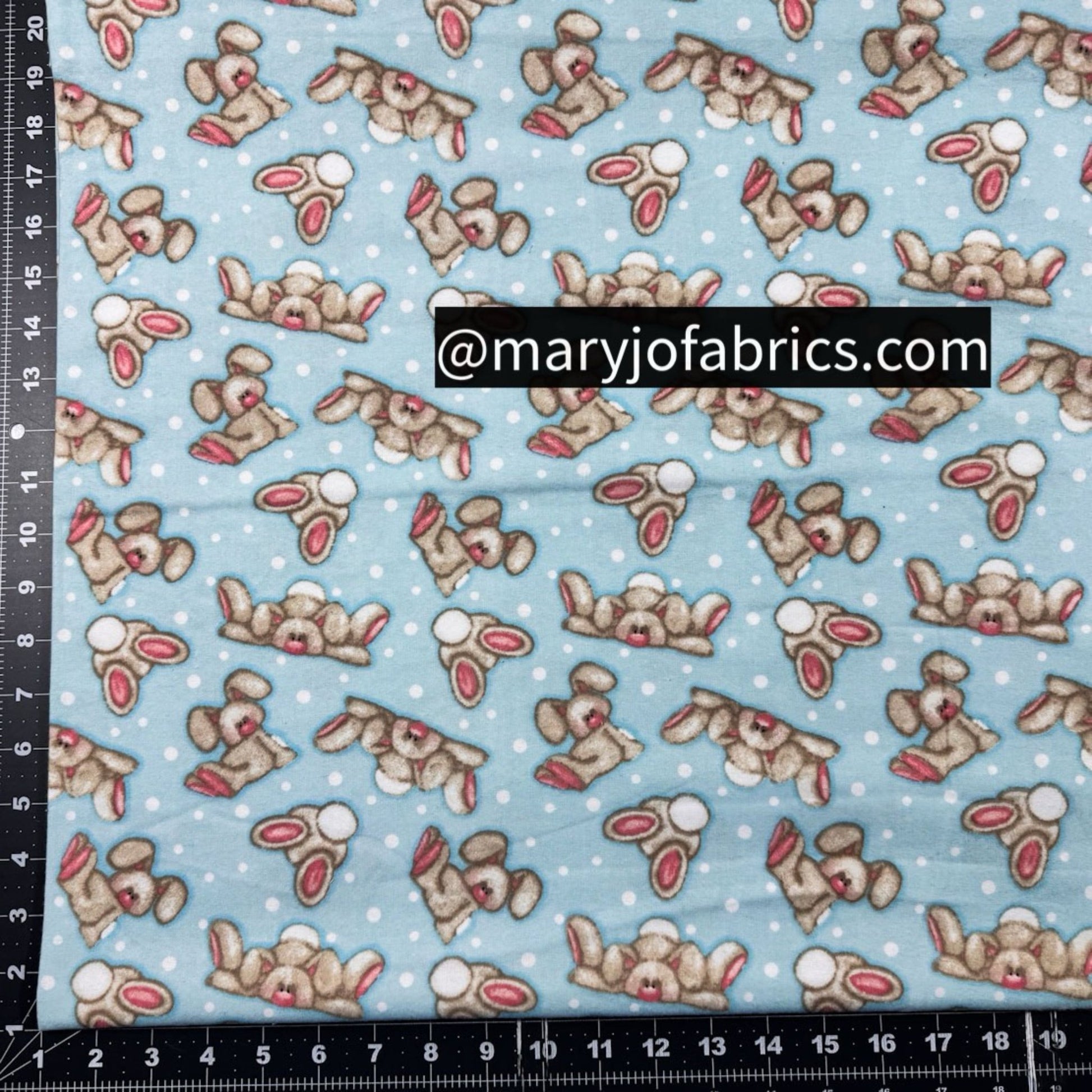 Blue Bunny FLANNEL N - 0961 - 11 Cute Rabbits - Mary Jo Fabrics