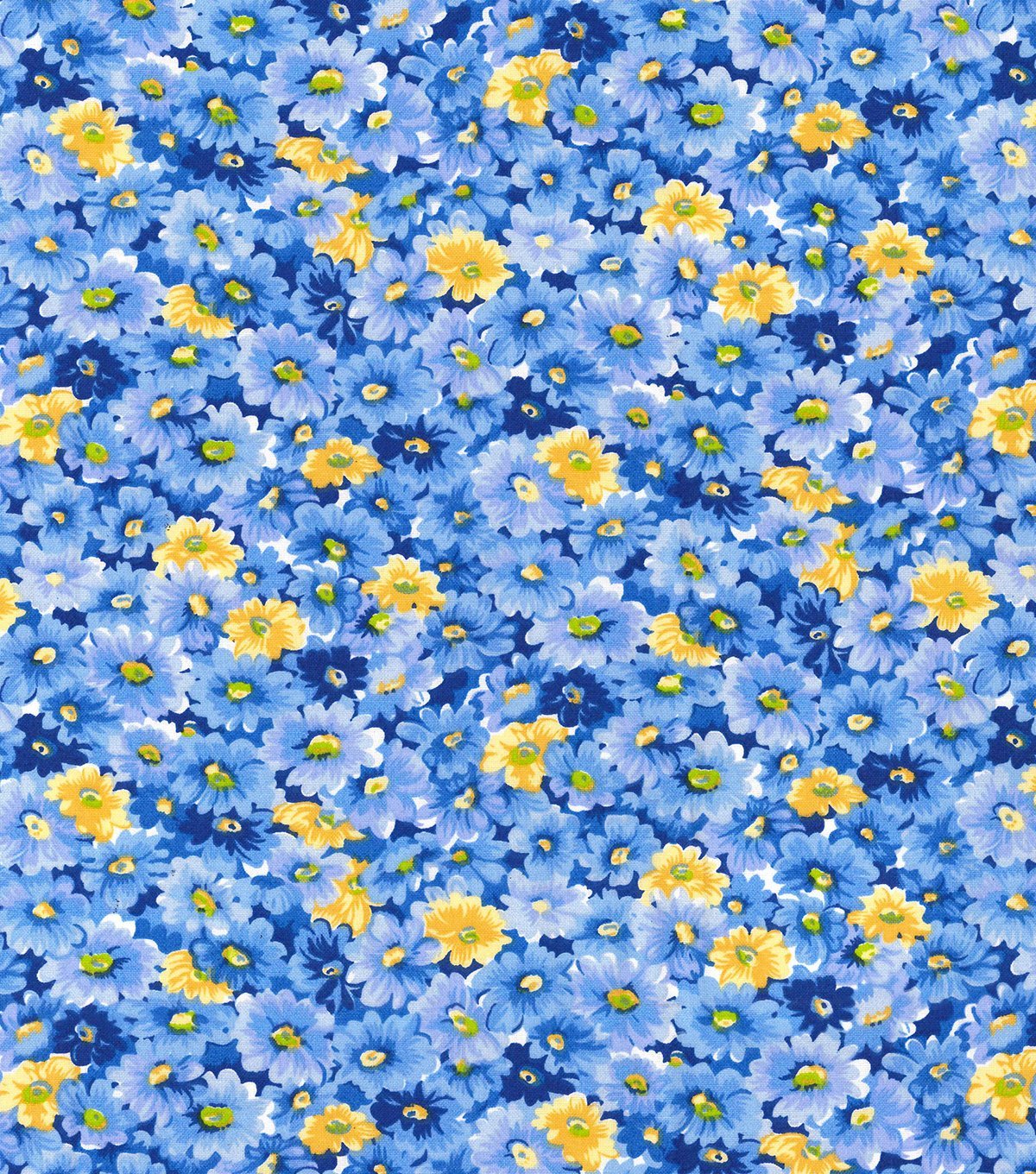 Blue Calico floral fabric Blue and yellow flowers - Mary Jo Fabrics