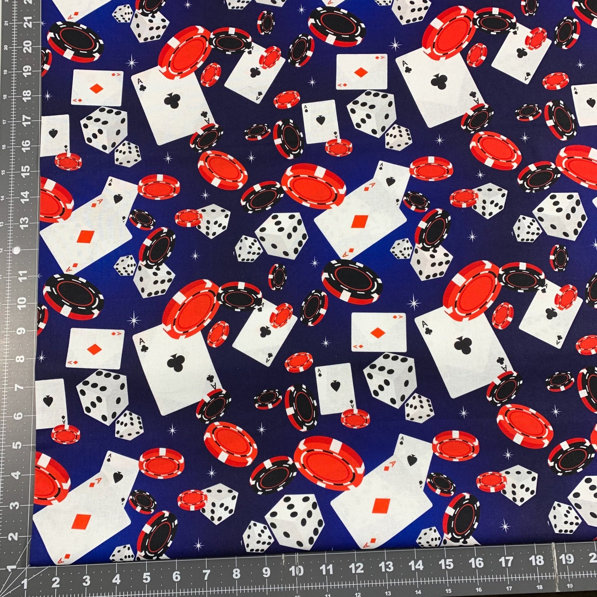 Blue Casino Fabric DX2530 - 0C2 Gambling Cotton - Mary Jo Fabrics
