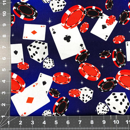 Blue Casino Fabric DX2530 - 0C2 Gambling Cotton - Mary Jo Fabrics