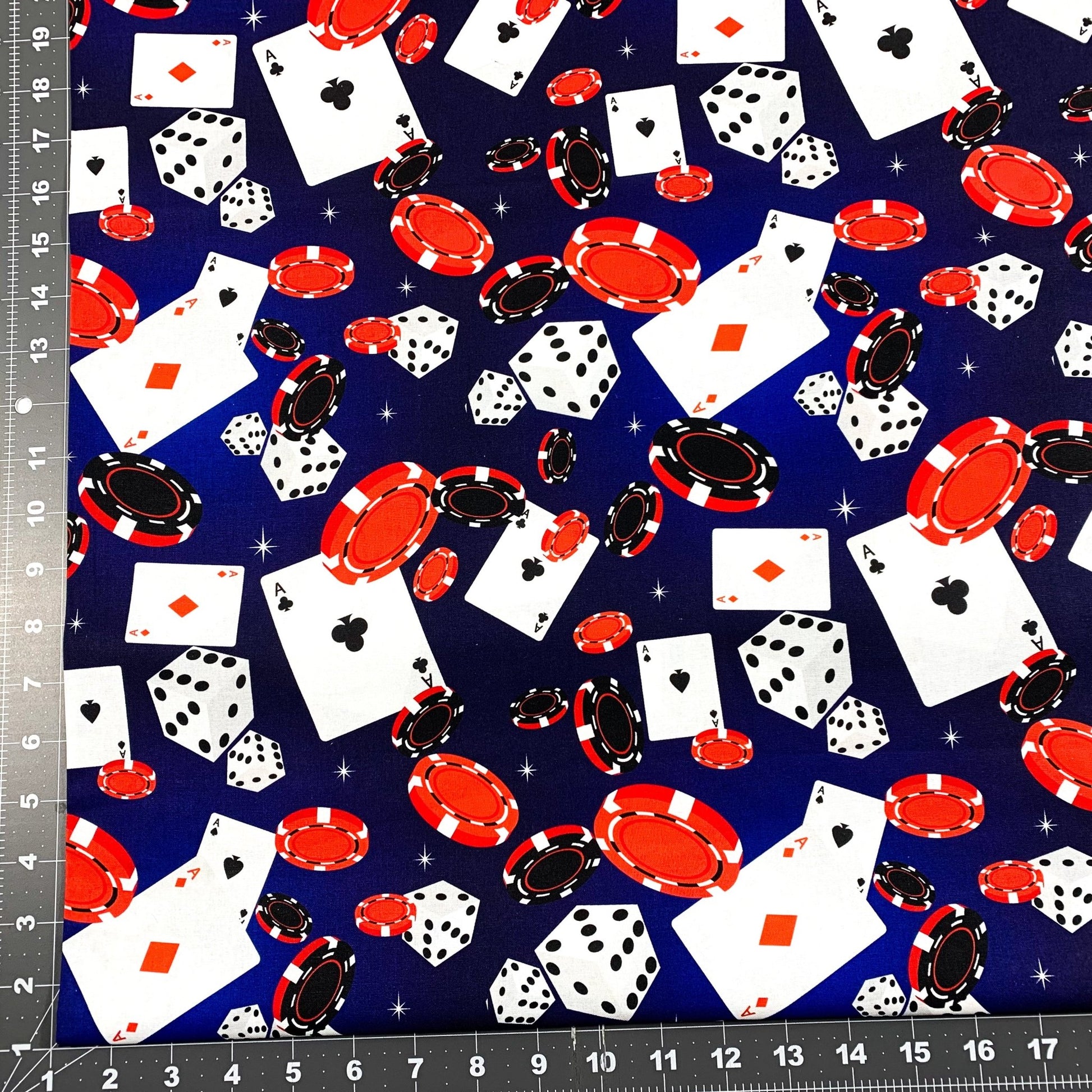 Blue Casino Fabric DX2530 - 0C2 Gambling Cotton - Mary Jo Fabrics