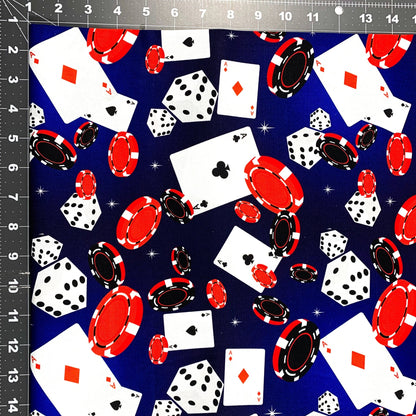 Blue Casino Fabric DX2530 - 0C2 Gambling Cotton - Mary Jo Fabrics