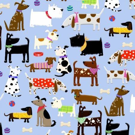 Blue Dogs FLANNEL Fabric N - 0970 - 11 Dog Cotton Flannel - Mary Jo Fabrics