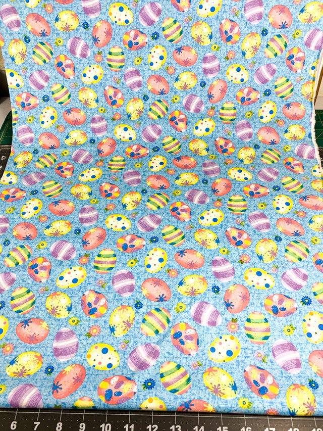 Blue Easter Egg fabric 563 - 11 Happy Easter fabric - Mary Jo Fabrics