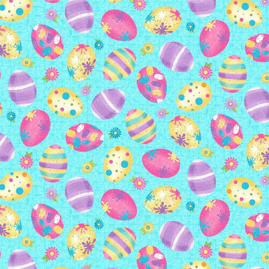 Blue Easter Egg fabric 563 - 11 Happy Easter fabric - Mary Jo Fabrics