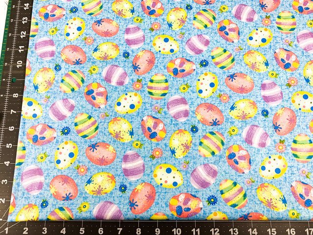 Blue Easter Egg fabric 563 - 11 Happy Easter fabric - Mary Jo Fabrics