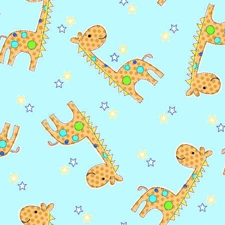 Blue Giraffe FLANNEL 0979-11 Cute Giraffes - Mary Jo Fabrics