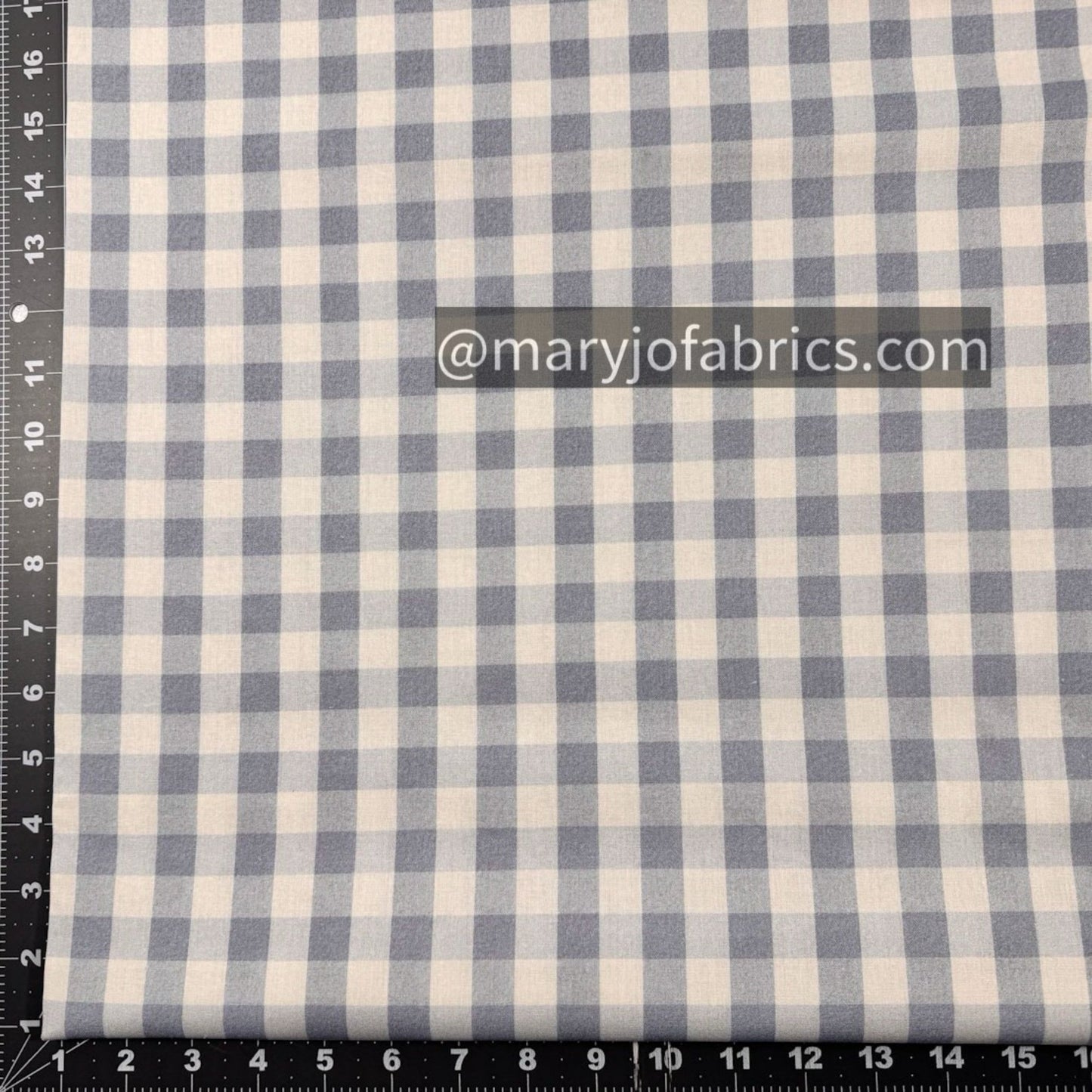 Blue Gray Gingham Check Fabric 2035 - 0401 Love Grows - Mary Jo Fabrics