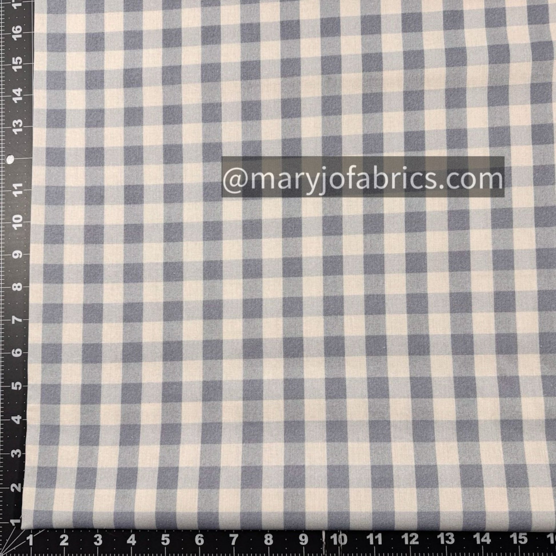 Blue Gray Gingham Check Fabric 2035 - 0401 Love Grows - Mary Jo Fabrics