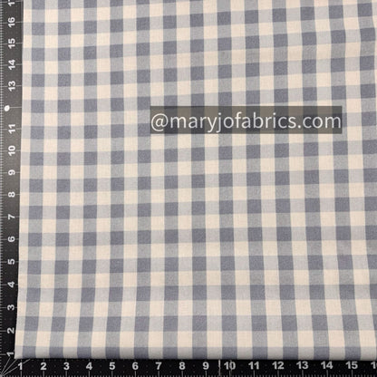Blue Gray Gingham Check Fabric 2035 - 0401 Love Grows - Mary Jo Fabrics