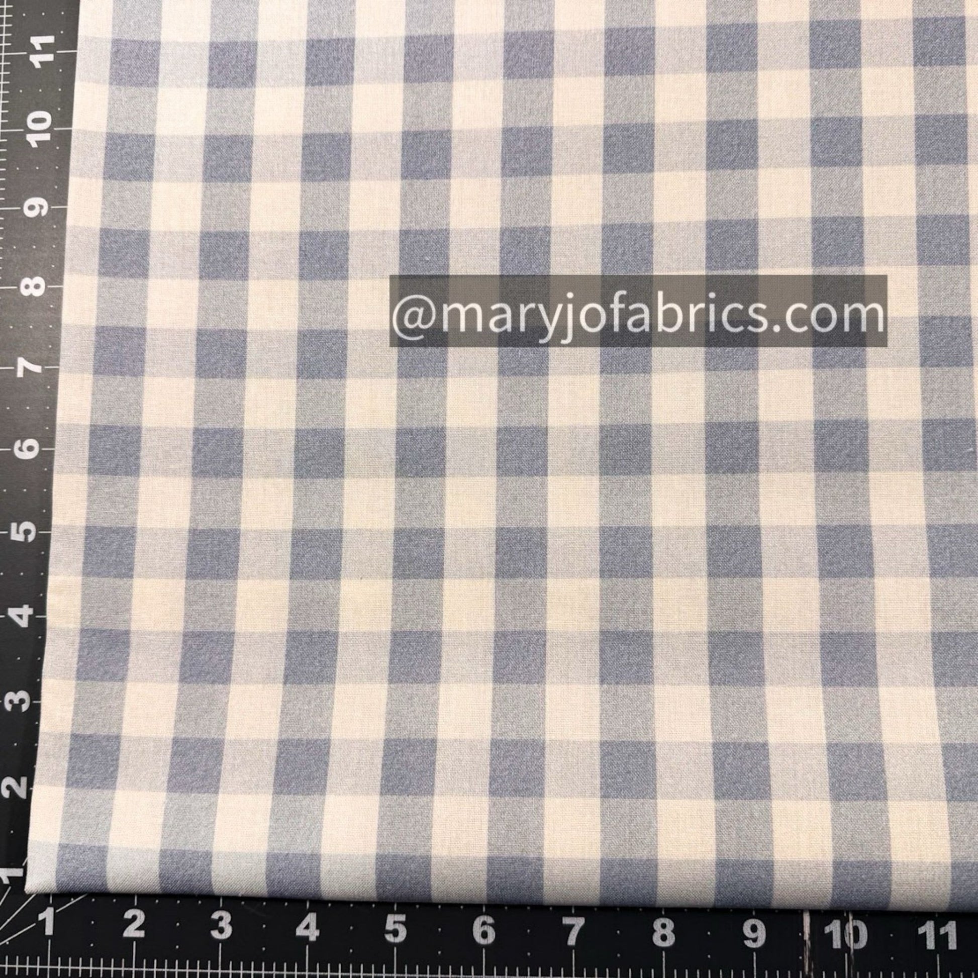 Blue Gray Gingham Check Fabric 2035 - 0401 Love Grows - Mary Jo Fabrics