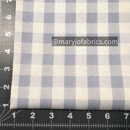 Blue Gray Gingham Check Fabric 2035 - 0401 Love Grows - Mary Jo Fabrics