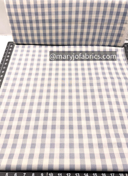 Blue Gray Gingham Check Fabric 2035 - 0401 Love Grows - Mary Jo Fabrics