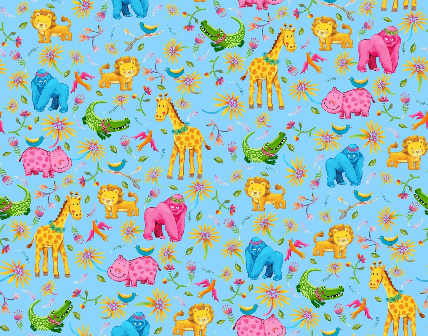 Blue Jungle Animals FLANNEL 44 - 6291 Fun Flannel - Mary Jo Fabrics