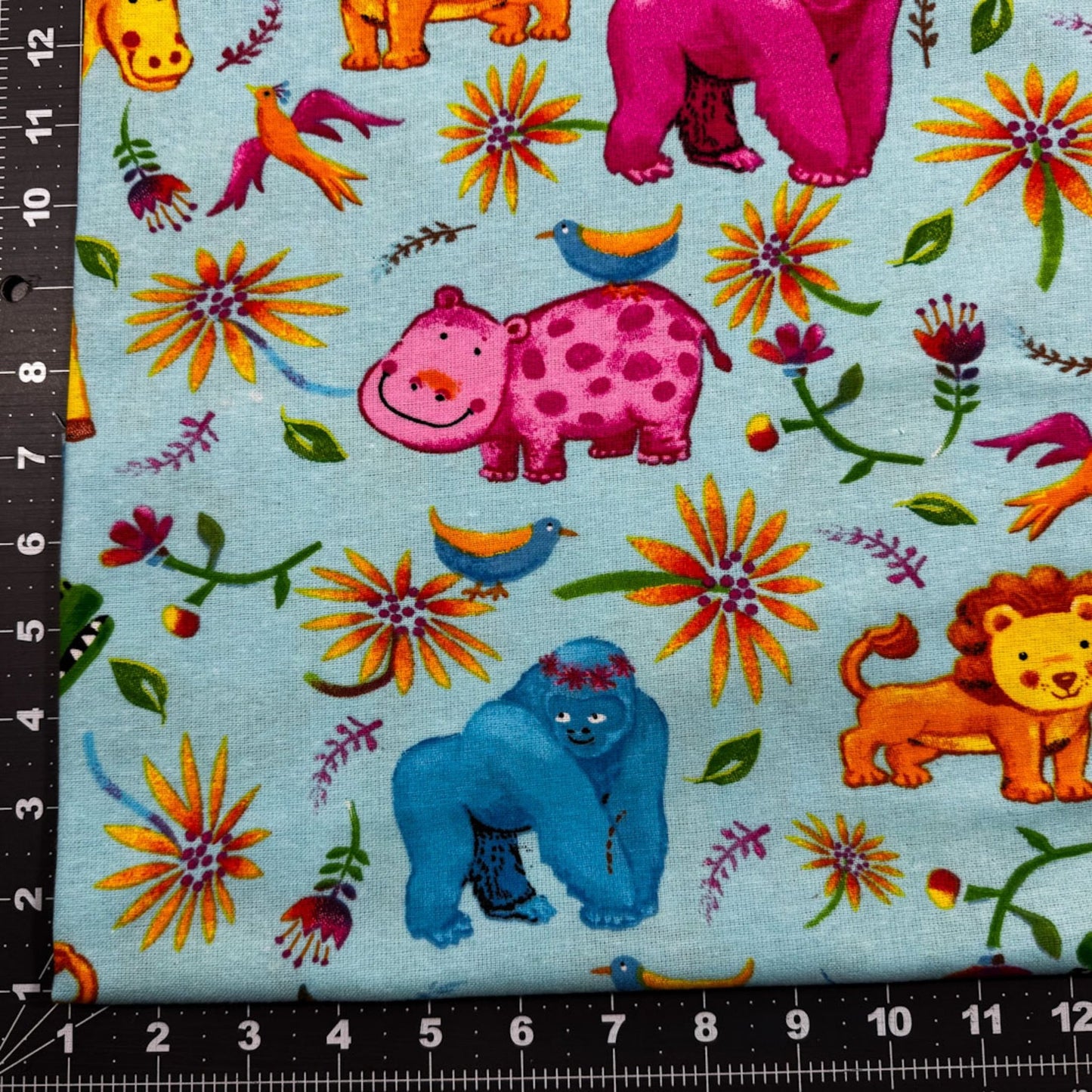Blue Jungle Animals FLANNEL 44 - 6291 Fun Flannel - Mary Jo Fabrics