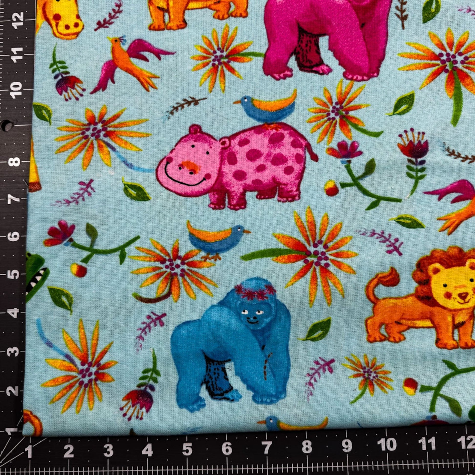Blue Jungle Animals FLANNEL 44 - 6291 Fun Flannel - Mary Jo Fabrics