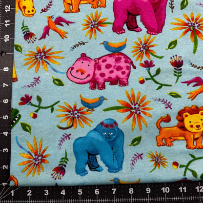 Blue Jungle Animals FLANNEL 44 - 6291 Fun Flannel - Mary Jo Fabrics