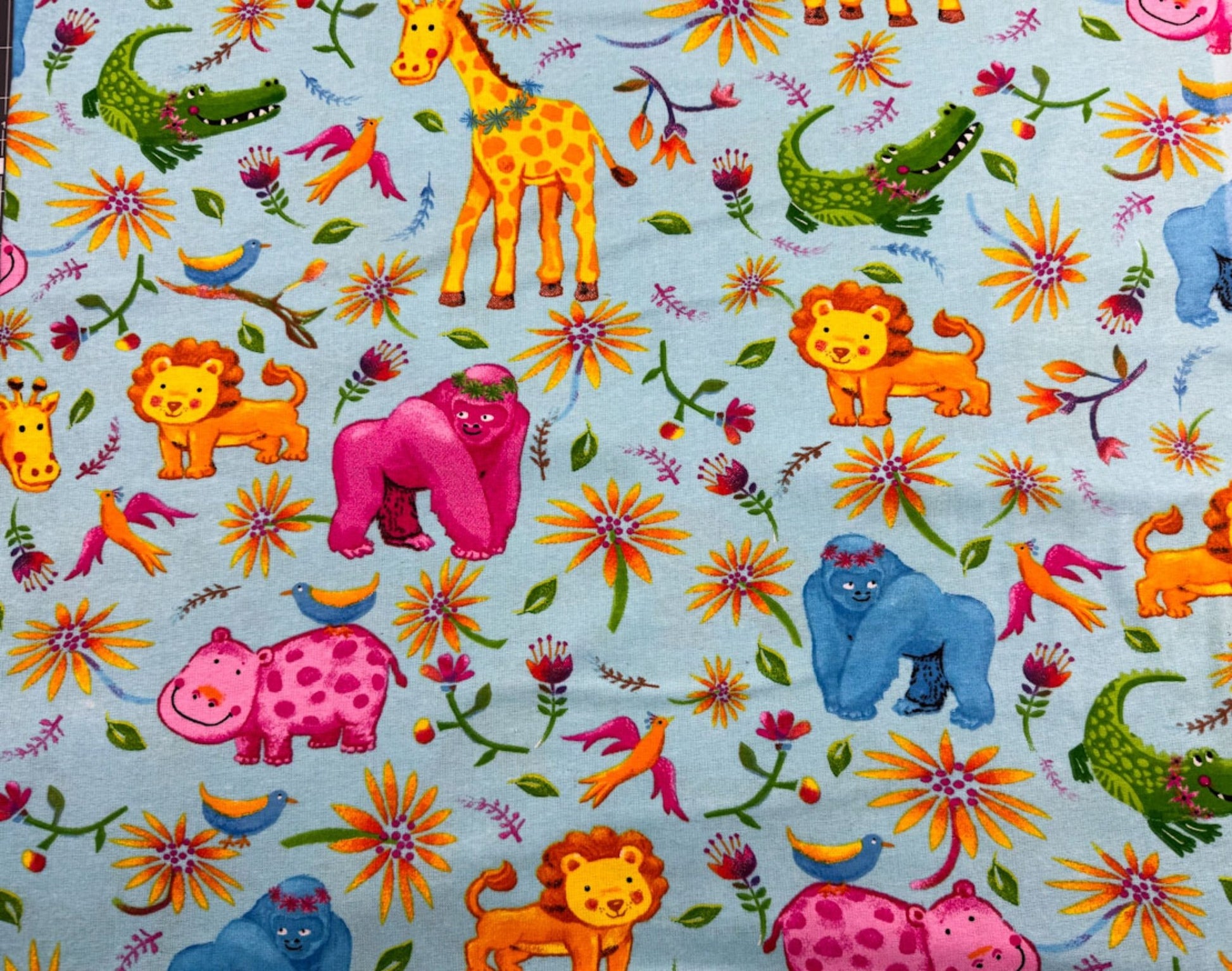 Blue Jungle Animals FLANNEL 44 - 6291 Fun Flannel - Mary Jo Fabrics