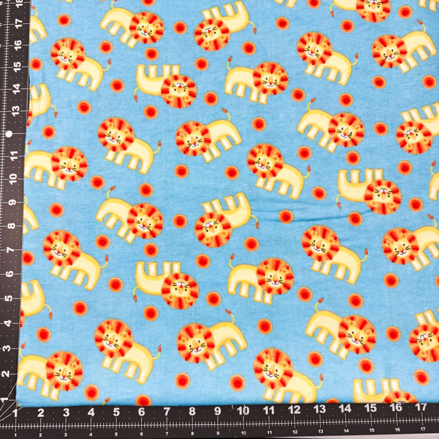 Blue Lions FLANNEL fabric 1033 - 11 Cute Lion cotton flannel - Mary Jo Fabrics