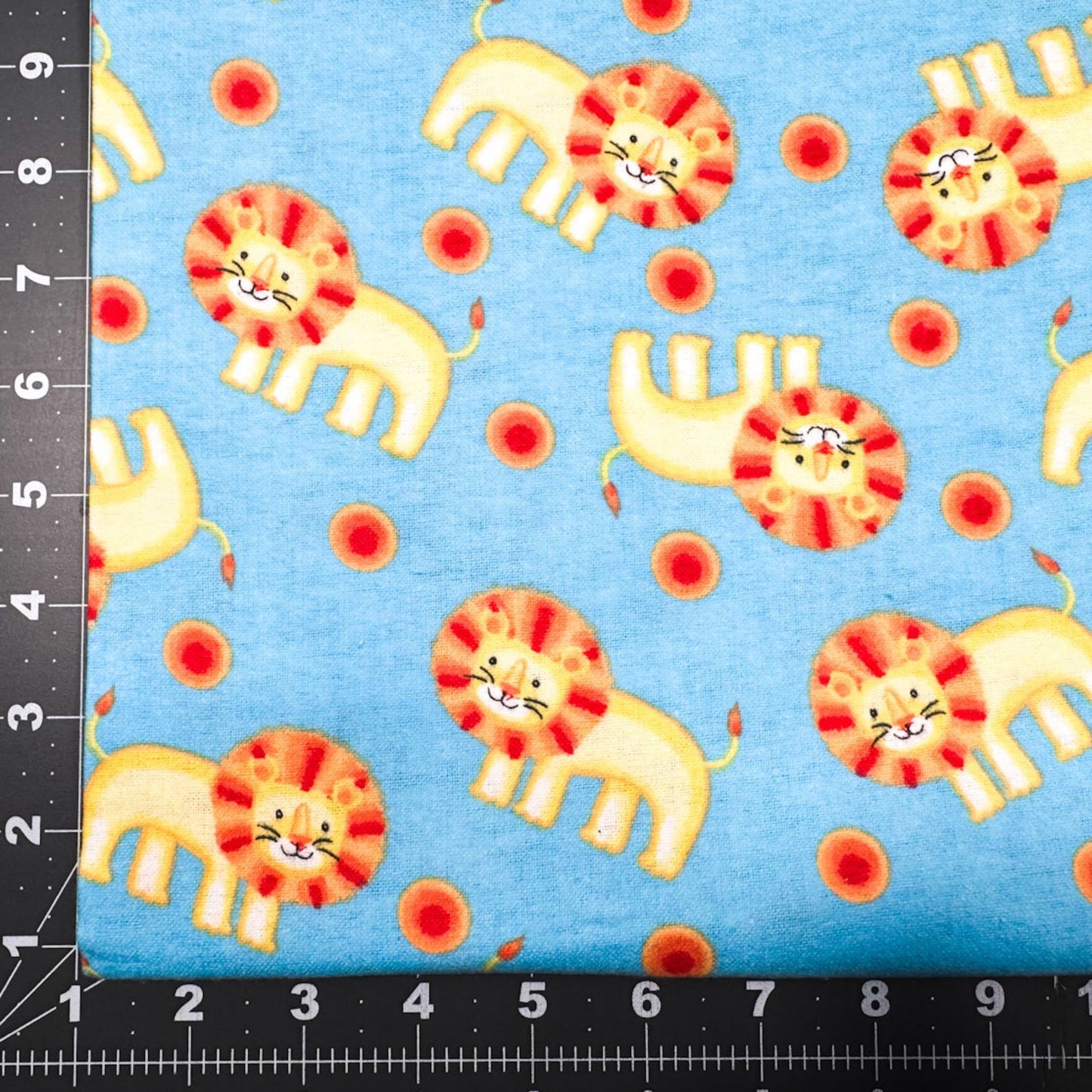 Blue Lions FLANNEL fabric 1033 - 11 Cute Lion cotton flannel - Mary Jo Fabrics