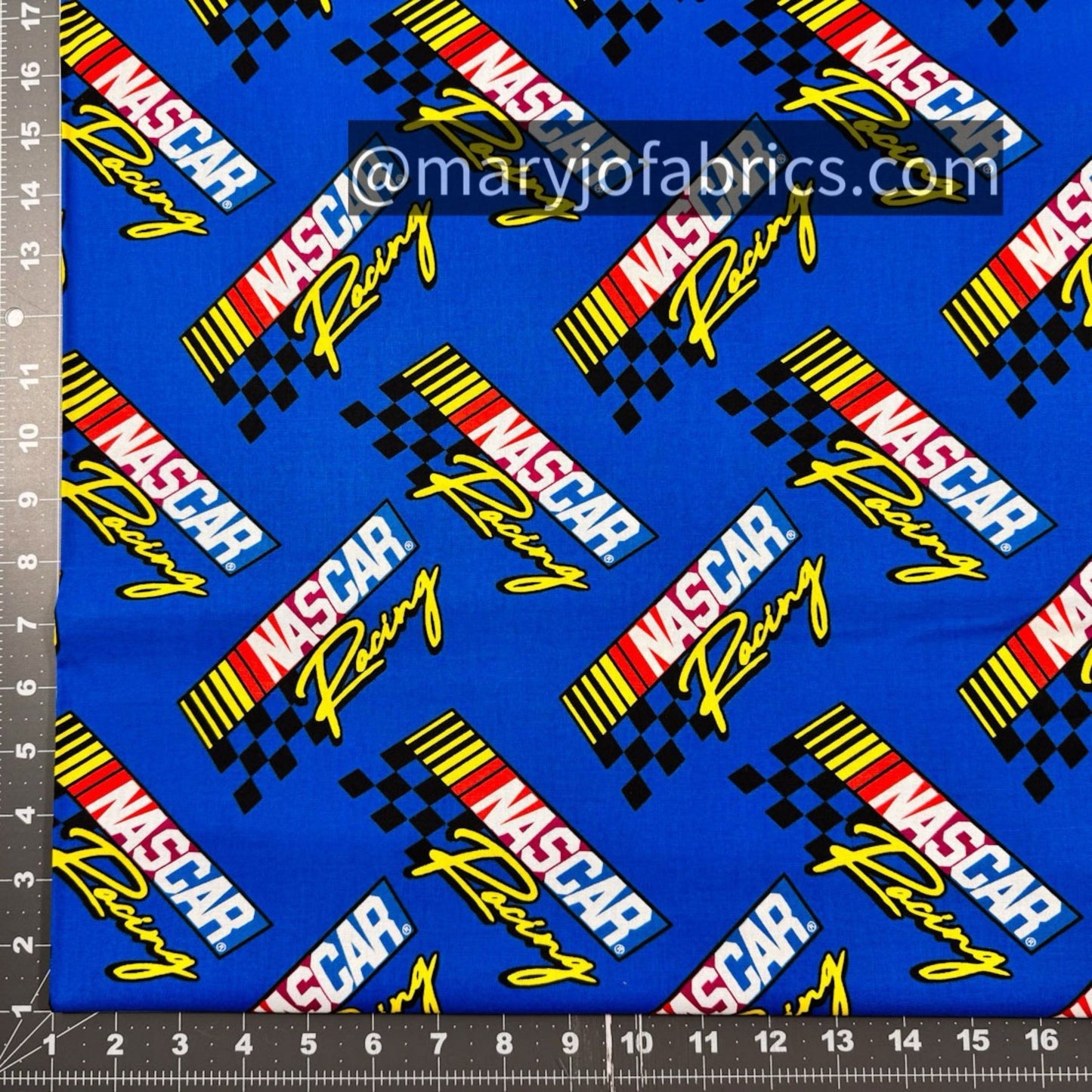 Blue Nascar Racing Cotton Fabric - Mary Jo Fabrics