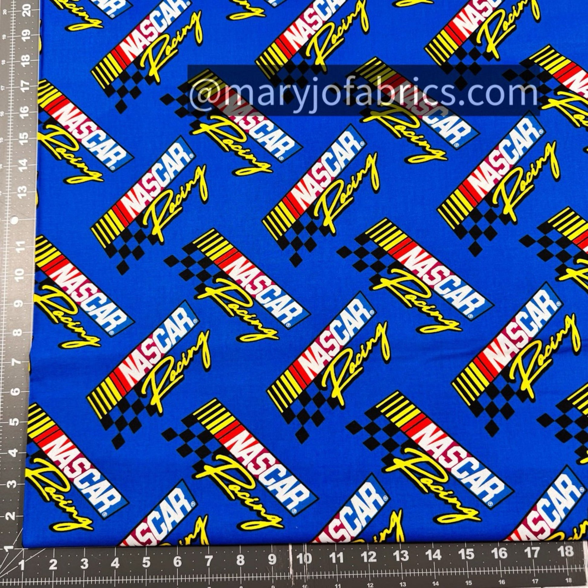 Blue Nascar Racing Cotton Fabric - Mary Jo Fabrics