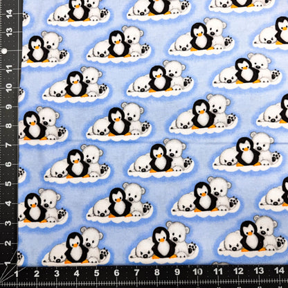 Blue Penguin FLANNEL N1055 Polar Bears Seals and Penguins - Mary Jo Fabrics