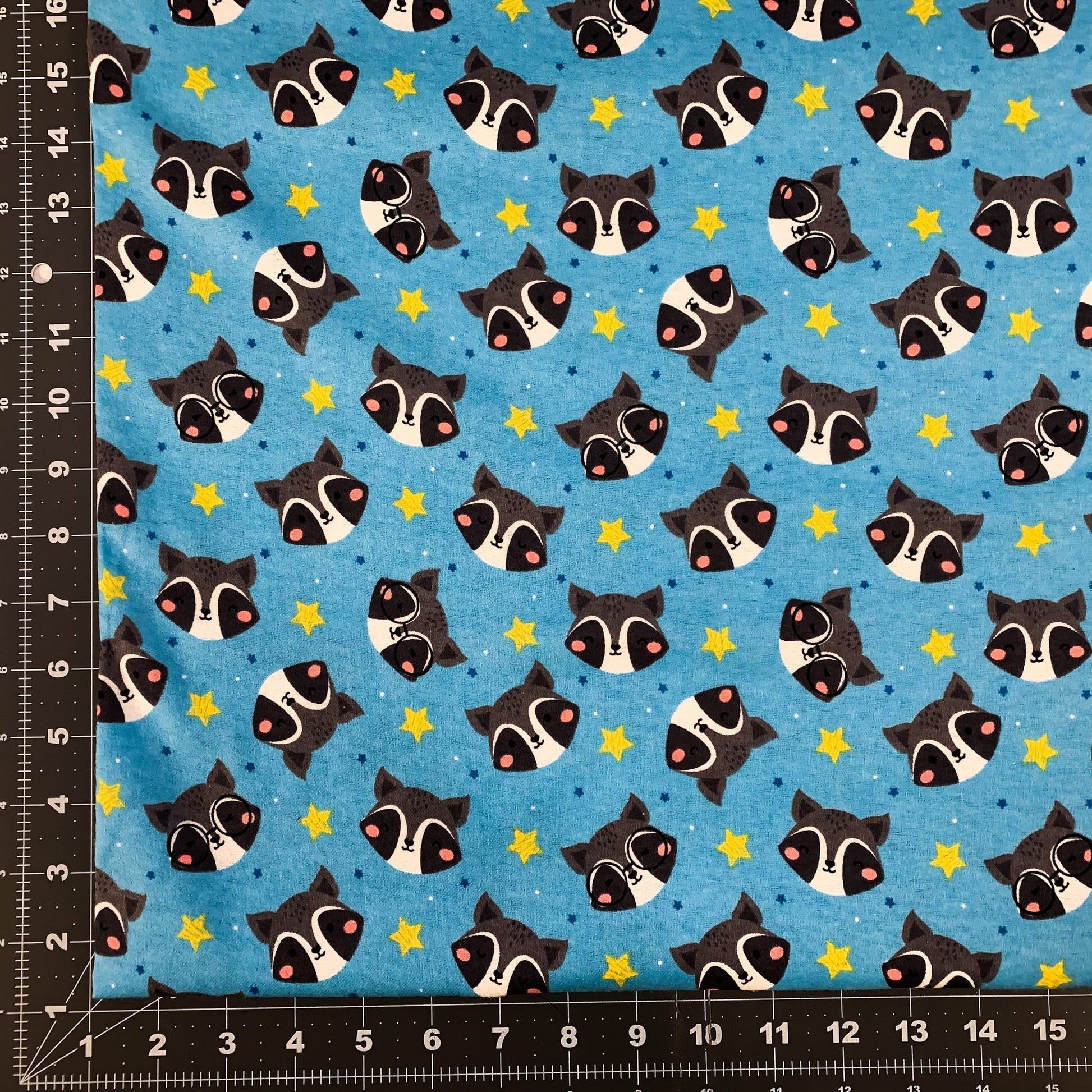 Blue Raccoon FLANNEL fabric DX - 4835 - 4F1 Blue Racoon - Mary Jo Fabrics