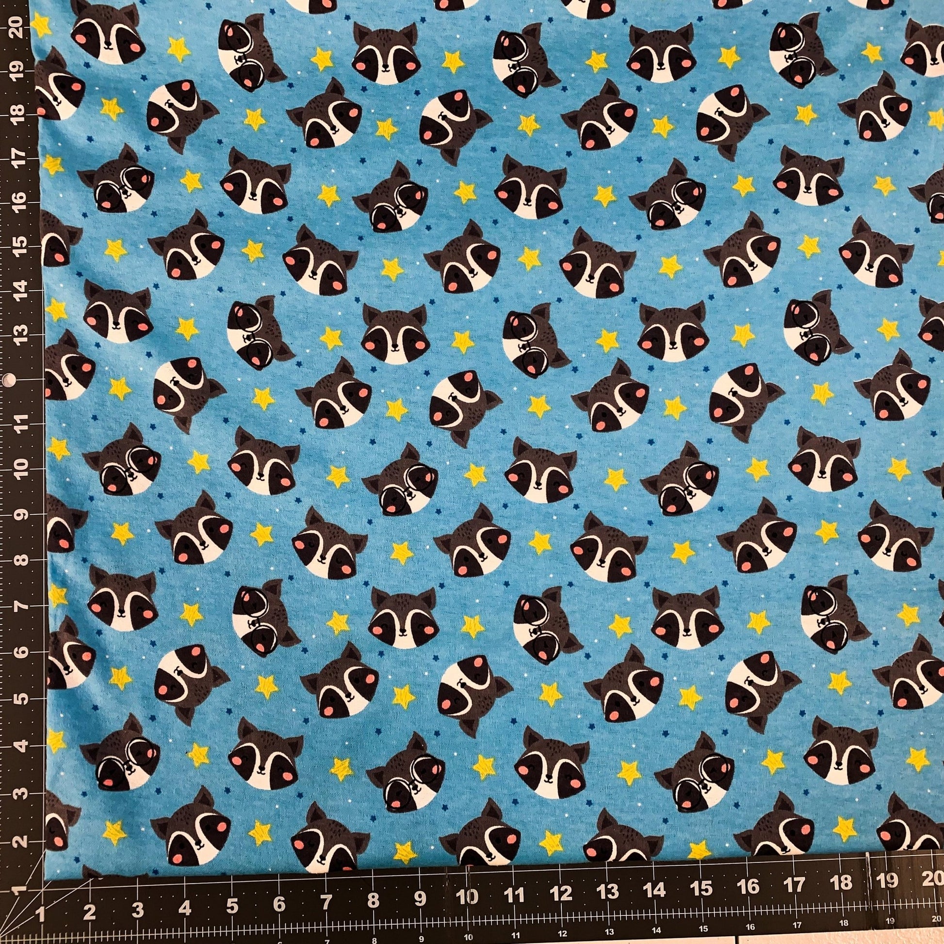 Blue Raccoon FLANNEL fabric DX - 4835 - 4F1 Blue Racoon - Mary Jo Fabrics