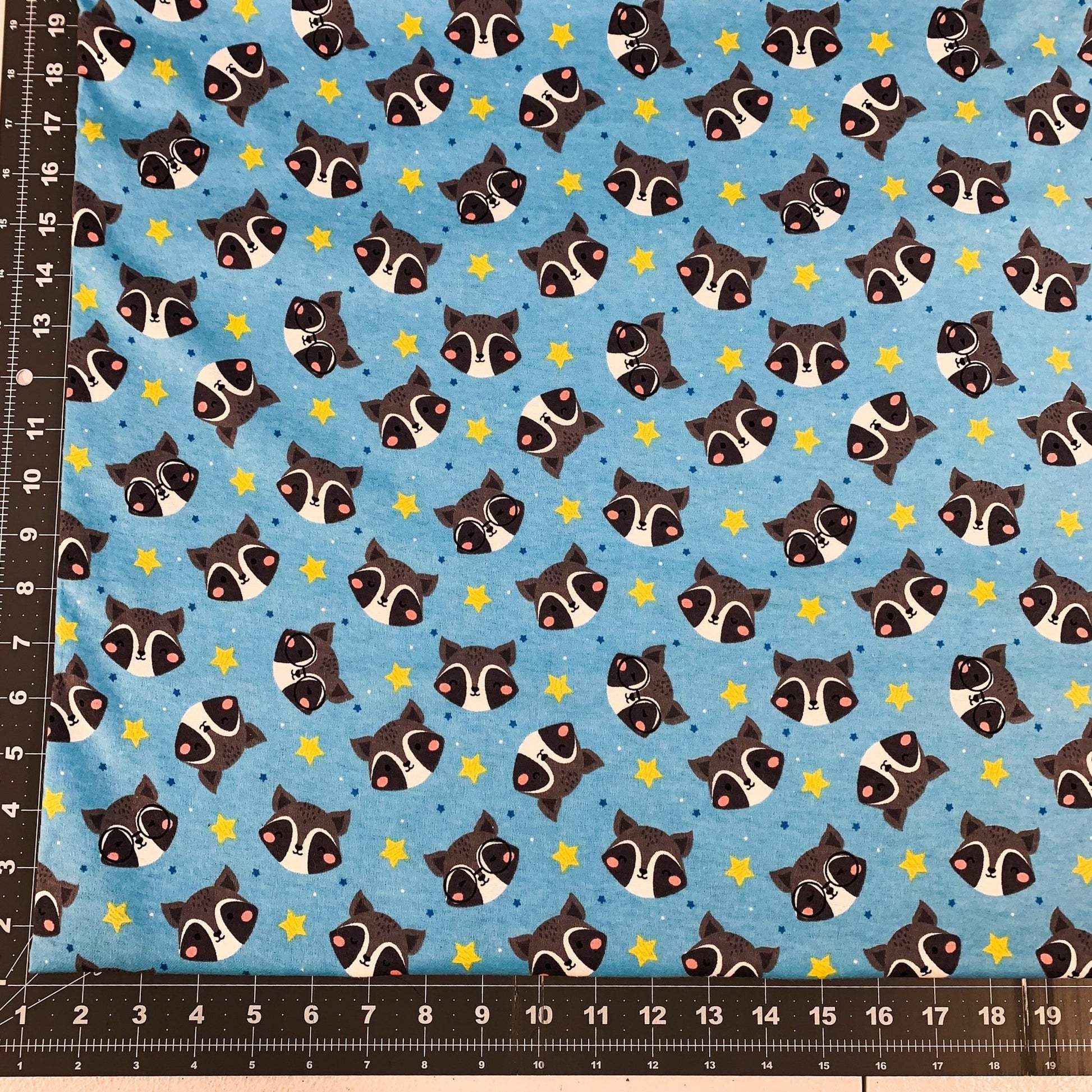 Blue Raccoon FLANNEL fabric DX - 4835 - 4F1 Blue Racoon - Mary Jo Fabrics