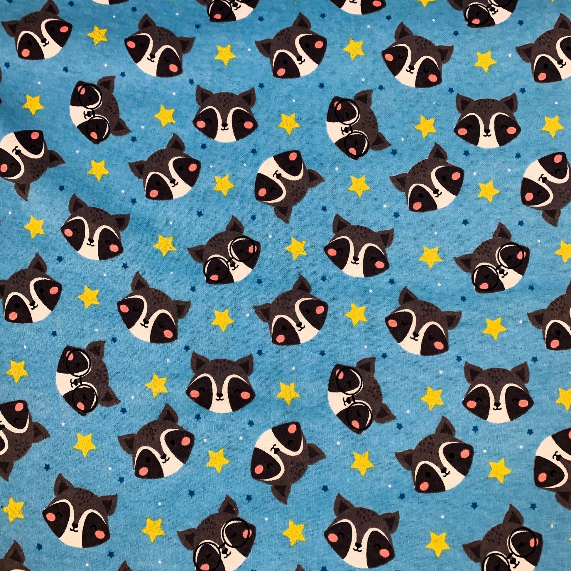 Blue Raccoon FLANNEL fabric DX - 4835 - 4F1 Blue Racoon - Mary Jo Fabrics