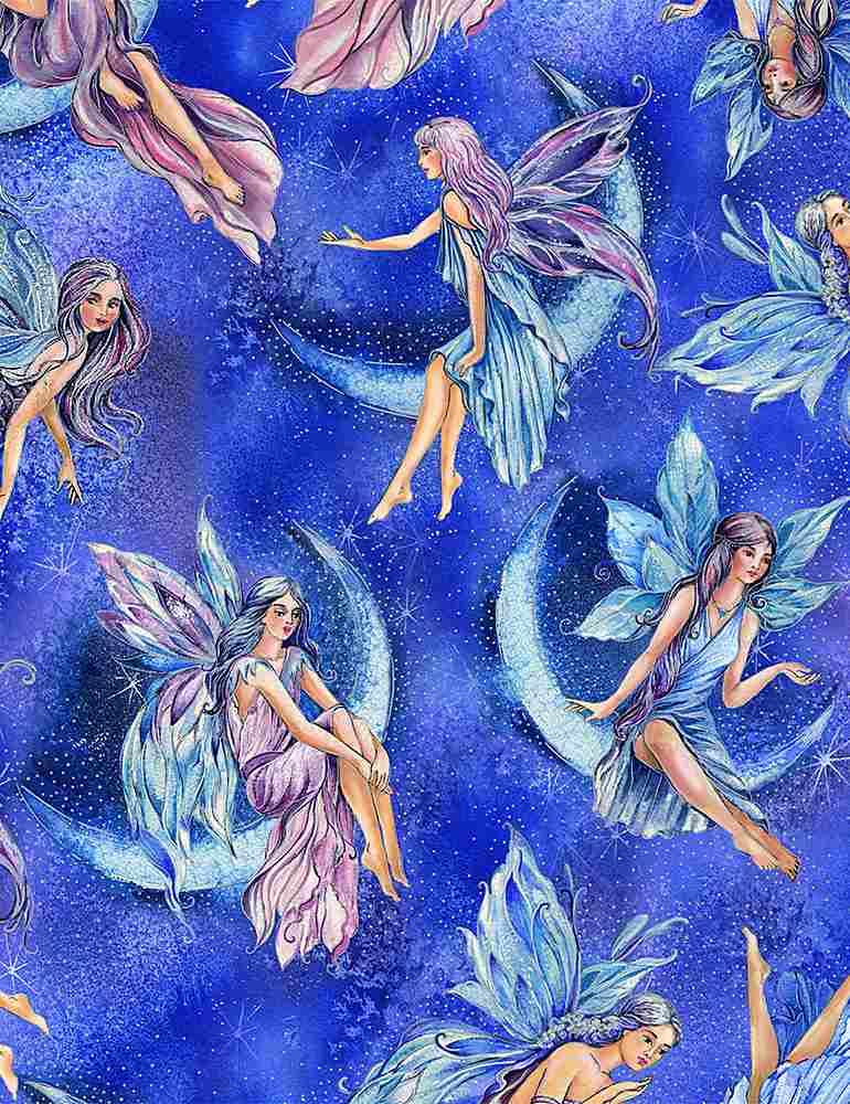 Blue Sky Fairy fabric CM8861 Posh fairies - Mary Jo Fabrics