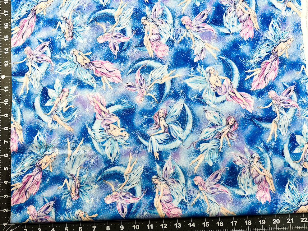 Blue Sky Fairy fabric CM8861 Posh fairies - Mary Jo Fabrics