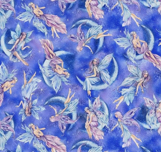 Blue Sky Fairy fabric CM8861 Posh fairies - Mary Jo Fabrics