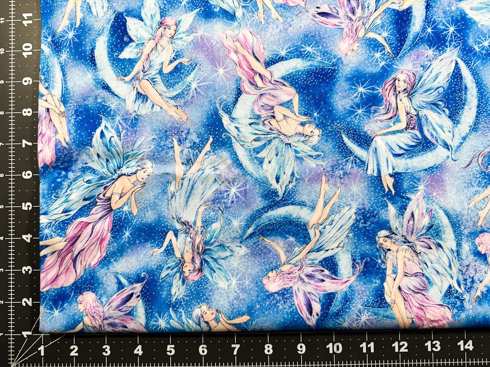 Blue Sky Fairy fabric CM8861 Posh fairies - Mary Jo Fabrics