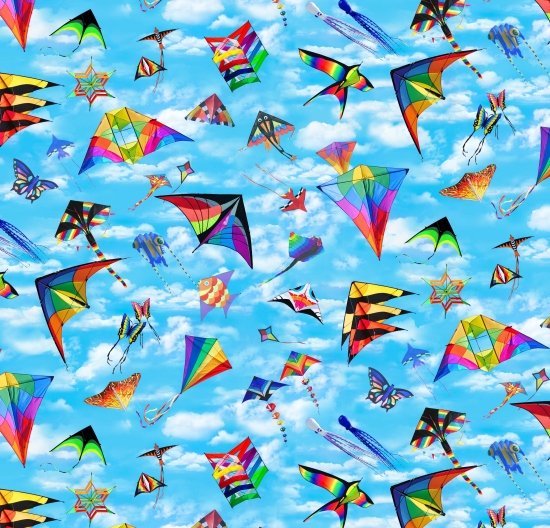 Blue Sky kite fabric Go Fly a Kite - Mary Jo Fabrics