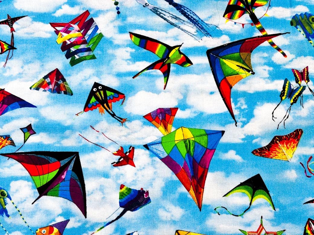 Blue Sky kite fabric Go Fly a Kite - Mary Jo Fabrics