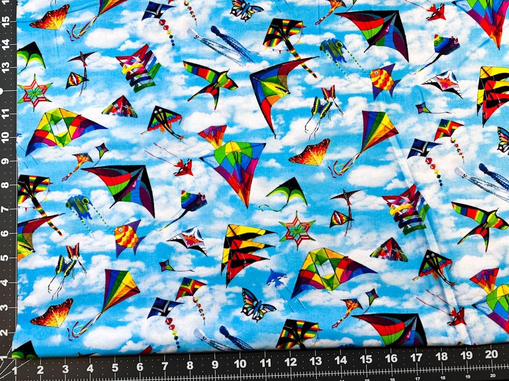 Blue Sky kite fabric Go Fly a Kite - Mary Jo Fabrics