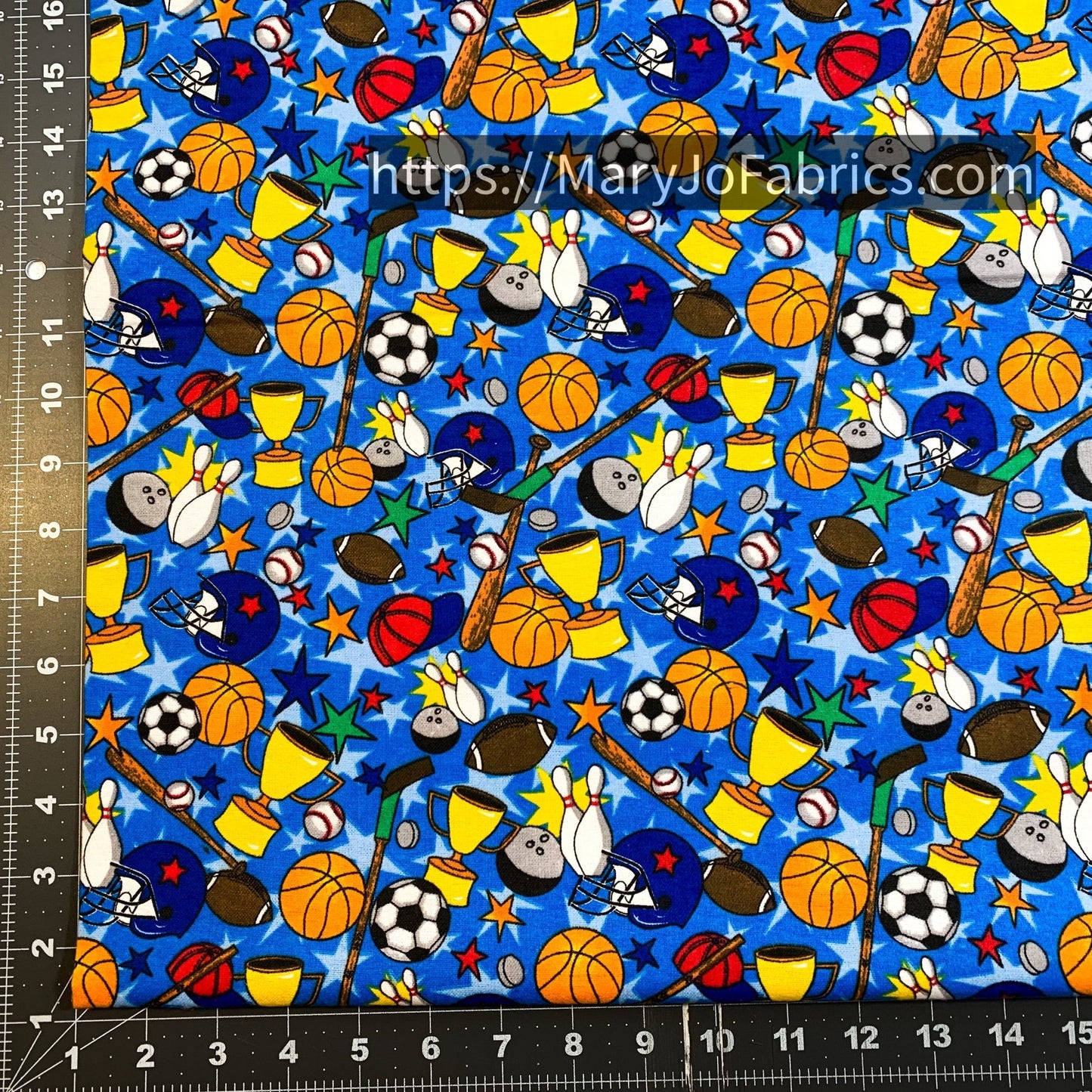 Blue Sports FLANNEL 0989 - 77 Soccer Basketball - Mary Jo Fabrics